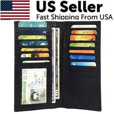MARSHAL Genuine Leather Men Long Wallet Pockets ID Card Clutch Bifold Purse picture
