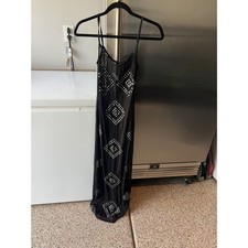 Vintage 1990s Y2K Square-Studded Sheer Mesh Slip Dress. picture