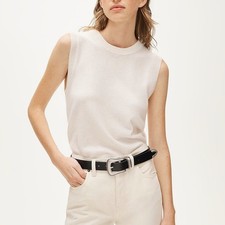 NEW J.Crew Cashmere Sweater Shell Vest Women M Snow Back Buttons Quiet Luxury picture