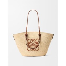 NEW LOEWE Medium Anagram Basket bag in iraca palm and calfskin Natural / Tan picture