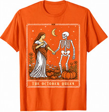 The October Queen Tarot Card Halloween Spooky Season T-Shirt unisex S-5XL HP372N picture