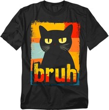 Popfunk Black Cat Bruh, Funny Cat Meme, Unisex Graphic T-Shirt picture