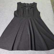 Torrid Womens 22 Skater Dress Black Strappy Cage Neck Textured Pique Sleeveless picture