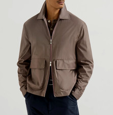 NWT $4500 Brunello Cucinelli Men's 92% Silk Zip Jacket With Logo Accents  A268 picture