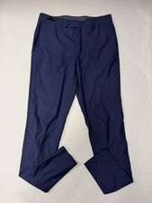 Ted Baker Mens Jefferson 100% Wool Dress Pants Size 32 Blue Unhemmed NWOT picture
