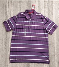 NWT IZOD Golf Polo Shirt Mens Large L Purple Blue Striped Stretch Performance picture