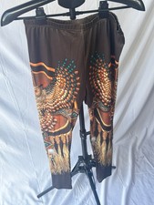 Women's L Orange Tiger Jungle Animal Print Stretch Leggings Pants New picture