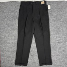 John W. Nordstrom Pleated Cuffed Pants Mens 36x32 Black Cotton Tencel NWT Dress picture