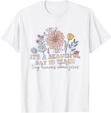 Retro I Teach Tiny Humans About Jesus Christian Teacher T-Shirt picture
