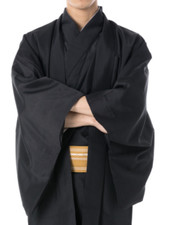 Japanese Men's Traditional Kimono HAORI Jacket Summer Coat Black from JAPAN picture