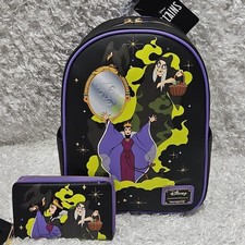 Loungefly Disney's Snow White Evil Queen Mirror mini Backpack and Wallet Black picture
