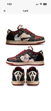 Cold Sins Ghost Killers Lace Up Sneakers Black Red White Paisley Horror Low Top picture