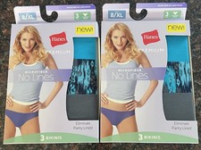 2pk-Hanes Microfiber No Lines Bikinis Size 8/XL Turquoise & Grey 2x3=6pc picture