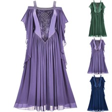Womens Gothic Witch Dress Renaissance Faire Vampire Medieval Halloween Costume picture