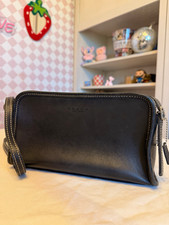 VINTAGE Coach Mimosa 9138 Black Leather Zip Shoulder Bag Adjustable Strap picture
