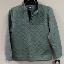 J. America Mens Quilted Snap Neck Pullover Sweatshirt Gray Size M NEW picture