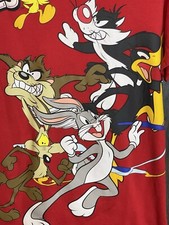 Vintage Looney Tunes AOP Red Graphic T-shirt Tweety Bugs Bunny Sylvester  Taz L picture
