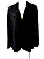 VINTAGE CHICO'S TRAVELERS BLACK LONG SLEEVE CARDIGAN JACKET WITH LACE TRIM 2 L picture