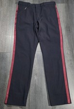 NWOT Burberry Wool Trouser Pant Men 52 US 36 Navy Blue With Contrast Side Stripe picture