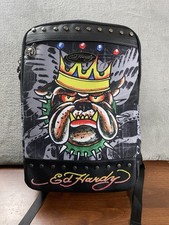 Ed Hardy Backpack Bag Studded Skull Tattoo Art Black NWT Y2K Style Bulldog picture