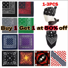 1-3Pcs Bandana 100 Cotton Paisley Print Double-Sided Scarf Head Neck Face Mask picture