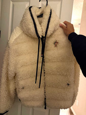 Moncler Grenoble Maglia Women’s White Sherpa Fleece Full Zip Down Jacket M picture