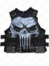 Punisher Inspired Skull Tactical Vest Real Leather Body Armor Halloween Costume picture