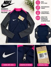 Nike Quarter Zip Training Pullover Navy Gray Pink Size S NWT picture