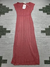 Saloni Dress Womens Medium Pink Knit Blouson Midi New picture