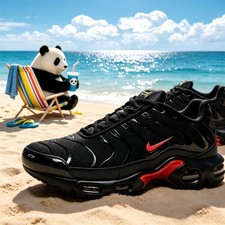 Men's Nike Air Max Plus Shoes - Black University Red Running Sneaker picture