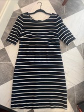 021 Banana Republic Navy and White Striped Midi Dress picture