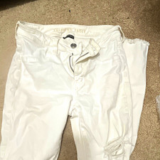 American Eagle Jegging Women’s Size 4 White Skinny Slim Distressed 5-Pocket picture