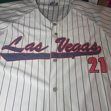 NWT Las Vegas 21 Pinstripe Baseball Jersey Button Front Shirt HAW-017 MSRP $60 picture