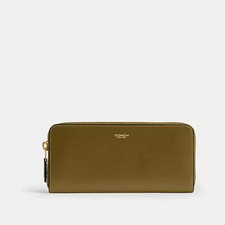 NWT COACH Women’s New York Slim Accordion Zip Wallet Brass Muted Olive, CCY19 picture