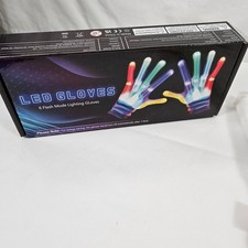 LED Light Up Gloves 6 Flash Modes Multicolor Size Medium Party Rave Dance picture