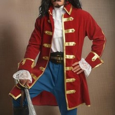 Men's Red Captain Morgan Frock Coat Pirate Fashions Long Coat picture