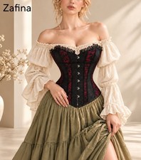Women’s Renaissance Corset Dress Gothic Medieval Fairy Costume Off Shoulder picture