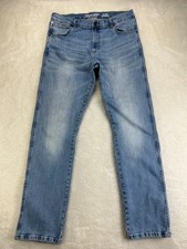 Wrangler Retro Slim Straight Jeans Mens 34x34 Light Blue Denim Western Farm Fade picture