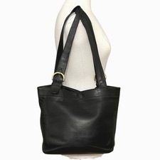 VTG 90s Coach Soho Lafayette Tote 4140 Black Leather 2 Strap Gold Buckle Classic picture