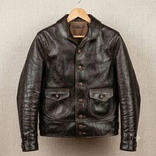 Mens Handmade Dark Brown Leather Jacket Vintage Cossack Style Workwear Coat picture