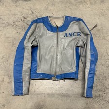 Vintage 1960s Lancer Motorcycle Racing Jacket Leather Cafe Racer Talon Zip picture