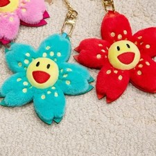 New Cute Flower Plush Keychain Soft Backpack Bag Charm Pendant Fast Shipping picture