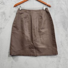 Vintage David Benjamin Skirt Womens 10 Brown Leather Pencil Lined Back Zip Y2K picture
