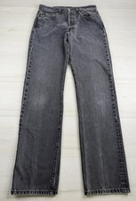 Vtg Levis 501xx Jeans Black Straight Leg Button Fly Faded Distressed Y2K 30x34 picture