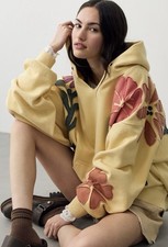 Free People It's A Vibe Flowers Hoodie We The Free Applique Sunlight Combo M NWT picture
