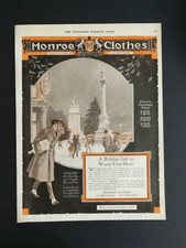 Vintage 1919 Monroe Clothes Print Ad Mens Overcoat Winter Saturday Evening Post picture