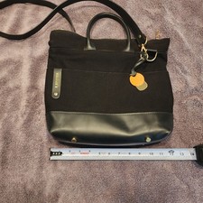 WOMEN'S R. RIVETER OTTO BLACK CANVAS & LEATHER TOTE CROSSBODY SHOULDER HANDBAG picture