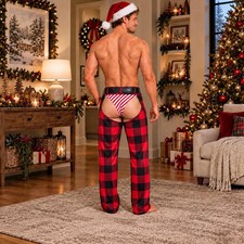 Personalized Funny Photo Pajama Pants, Custom Fake Thong Fake Butt Sleepwear picture