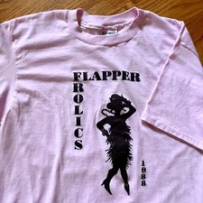 VINTAGE 80s Flapper Graphic Pink Single-Stitch T-shirt Size XL picture