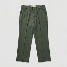 Vintage 70s Flared Bell Bottom Slate Green Uniform Mens Trousers 38x27 USA Made picture